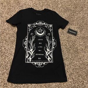 Women's Black Graphic Tee - 'Love Me Like My Demons'